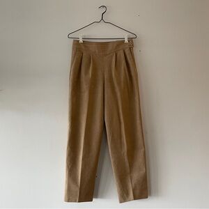 Ultrasuede Vintage Tan High-Waisted Barrel Leg Pleated Trousers Women’s